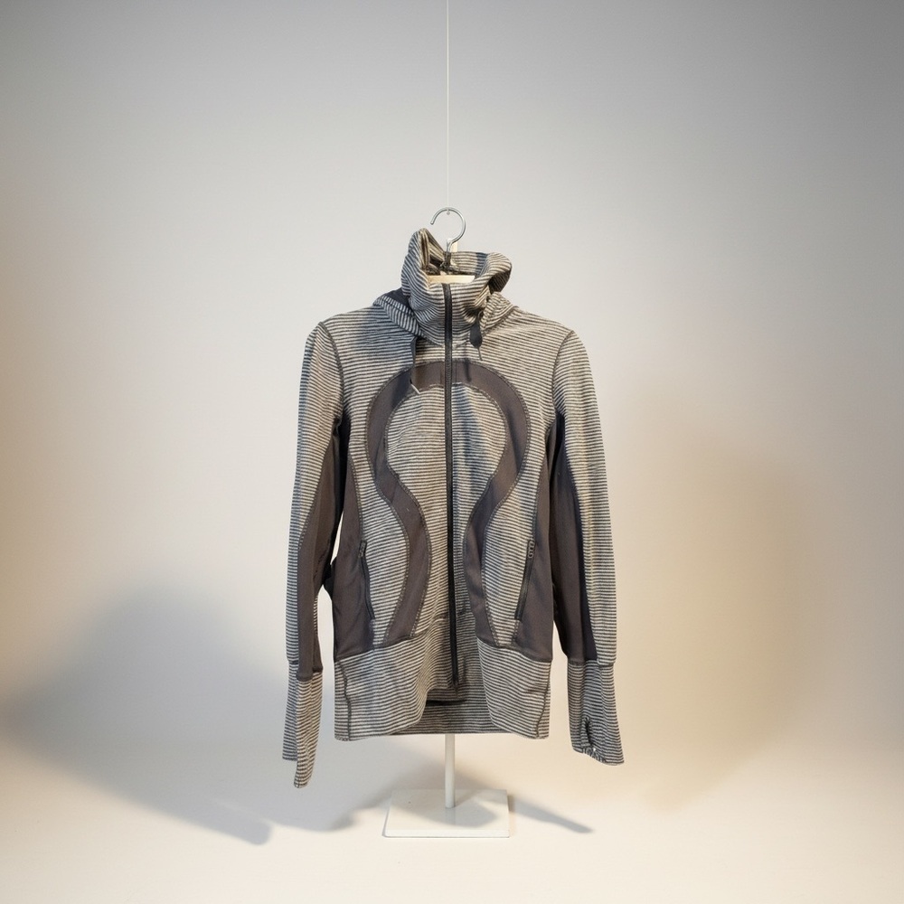 lululemon athletica Gray Striped Define Zip-Up  Hooded Jacket